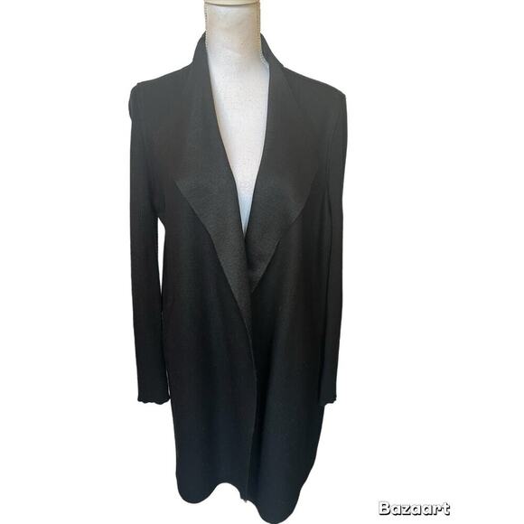 Iman Black Open Front Long Sleeve Tunic Jacket/Sweater Sleeve Size Large - Picture 1 of 5
